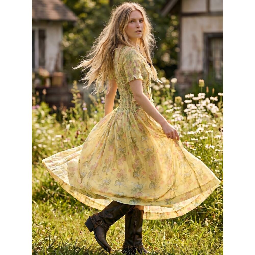 Free People Damson Madder Dainty Ethereal Cottage Raphaela Midi Dress 16 XL - Picture 2 of 16